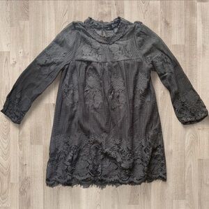 Miss Chevious Charcoal Gray 3/4 sleeve Blouse